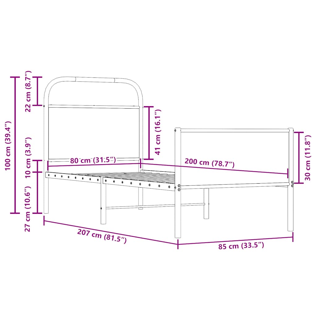 Bed Frame without Mattress 80x200 cm Sonoma Oak Engineered Wood