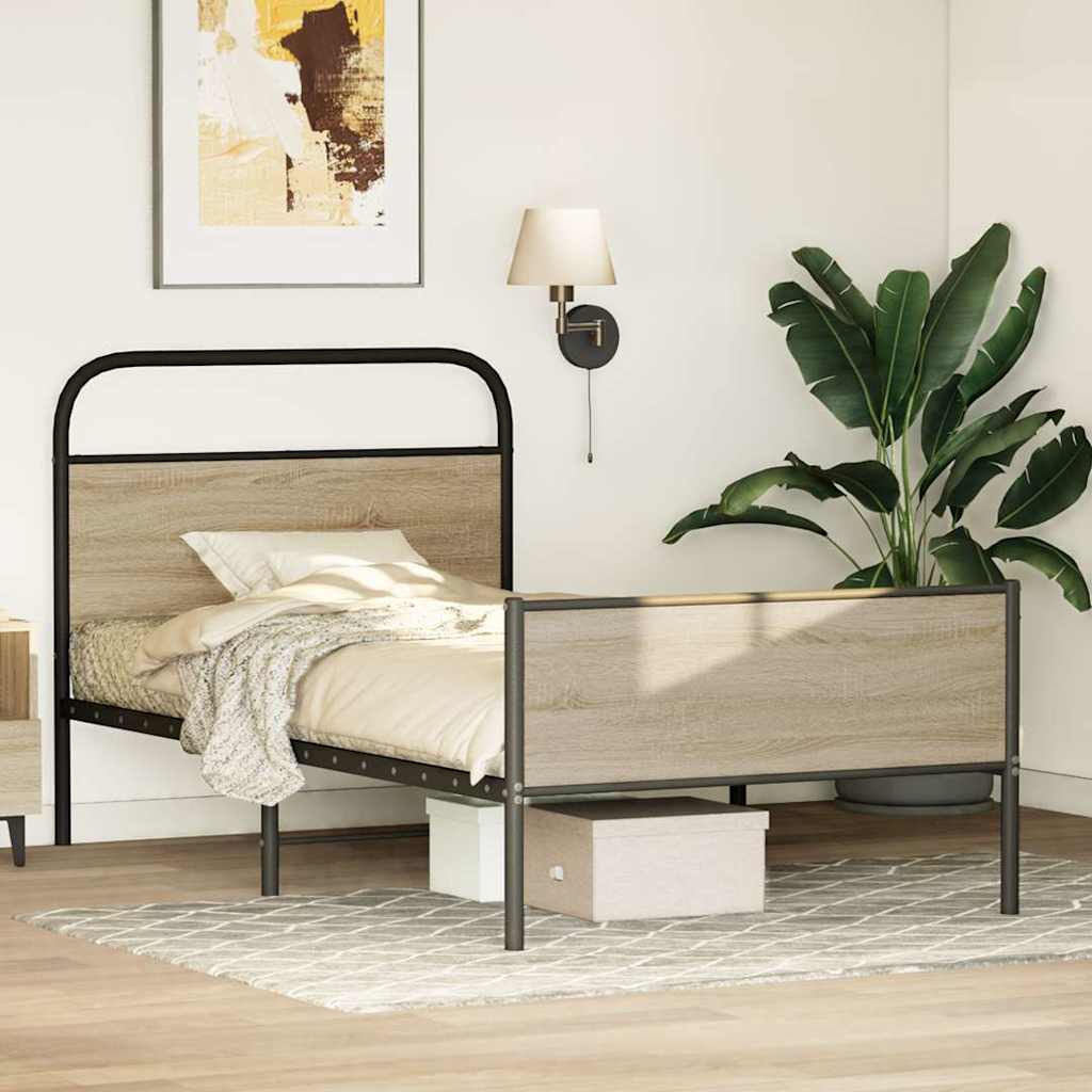 Bed Frame without Mattress 90x190 cm Sonoma Oak Engineered Wood