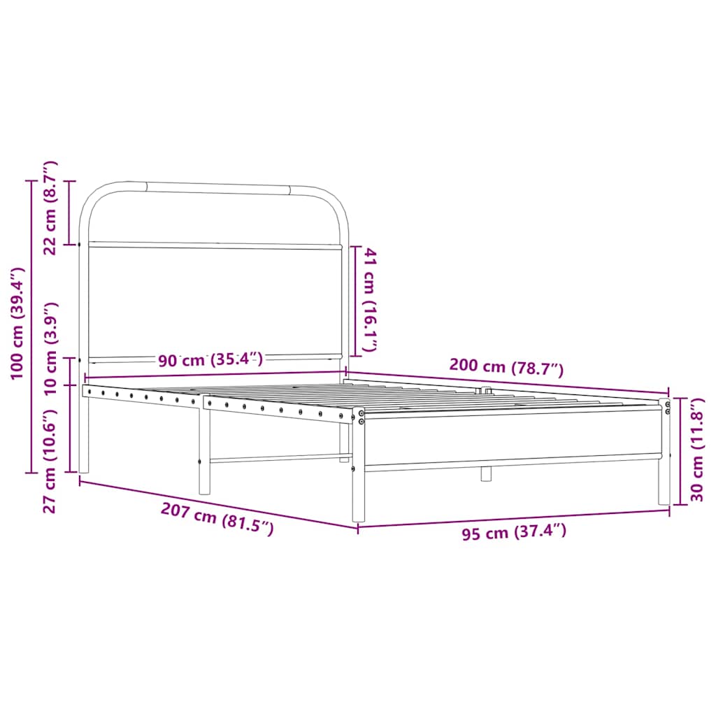 Bed Frame without Mattress 90x200 cm Sonoma Oak Engineered Wood