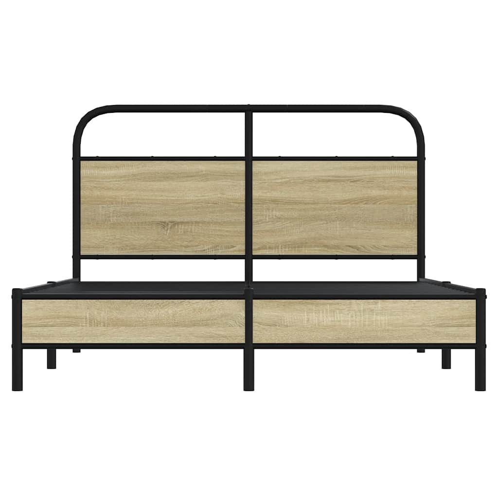 Bed Frame without Mattress 135x190 cm Double Sonoma Oak Engineered Wood