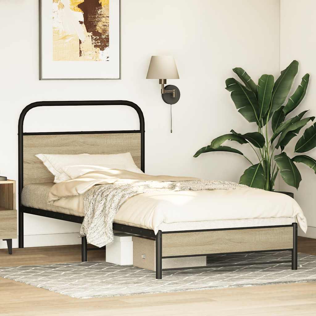Bed Frame without Mattress 80x200 cm Sonoma Oak Engineered Wood