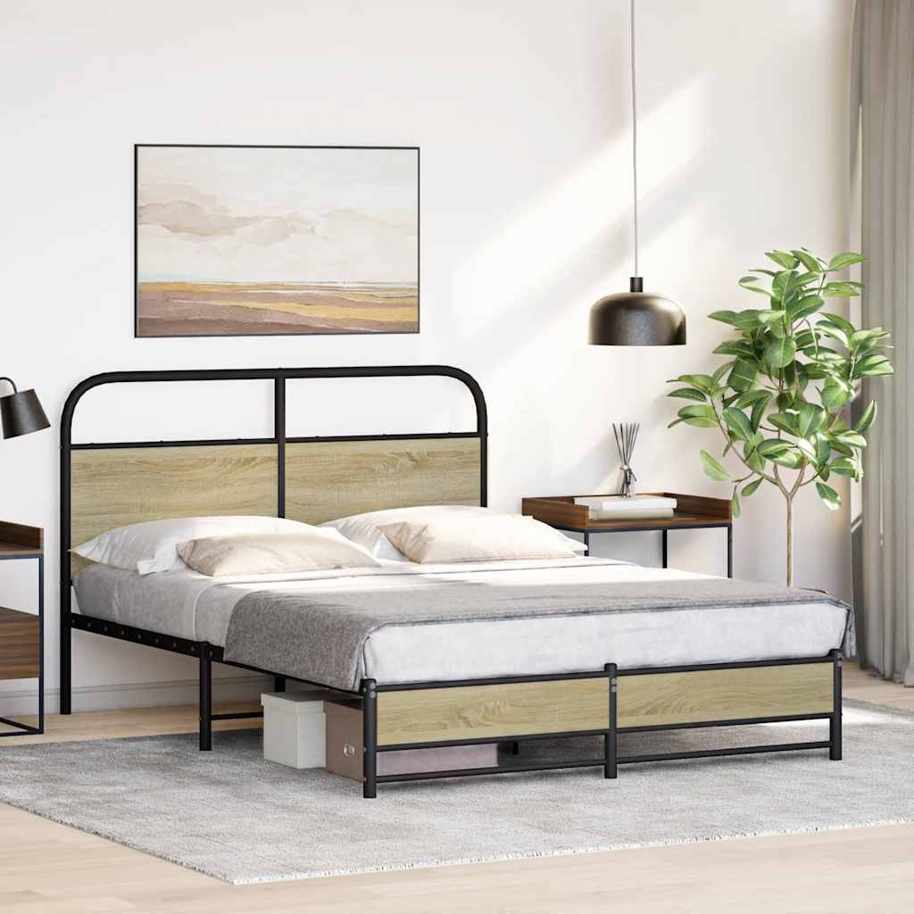 Bed Frame without Mattress 120x200 cm Sonoma Oak Engineered Wood