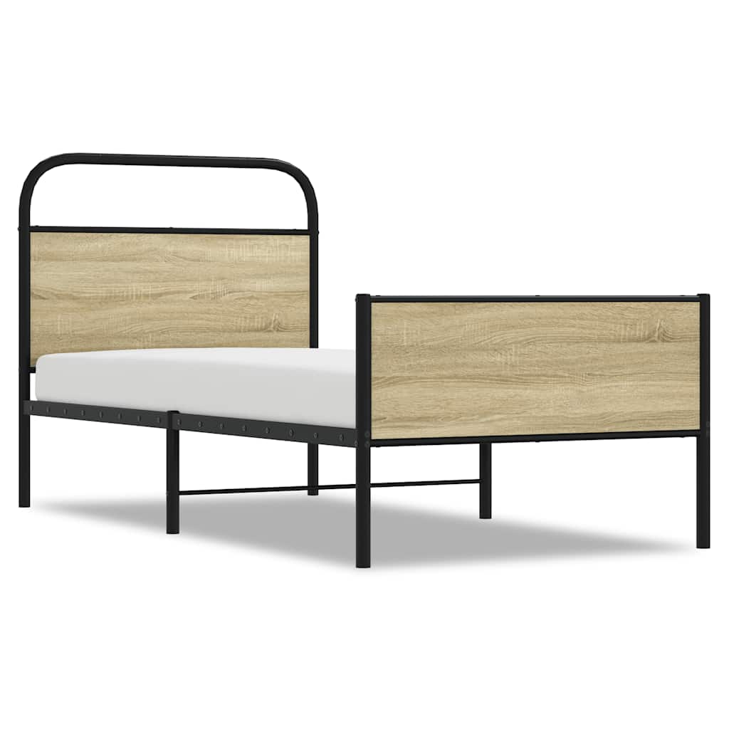 Bed Frame without Mattress 75x190 cm Sonoma Oak Engineered Wood