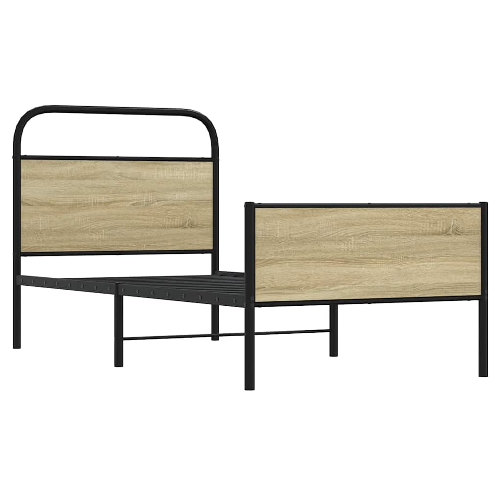 Bed Frame without Mattress 75x190 cm Sonoma Oak Engineered Wood