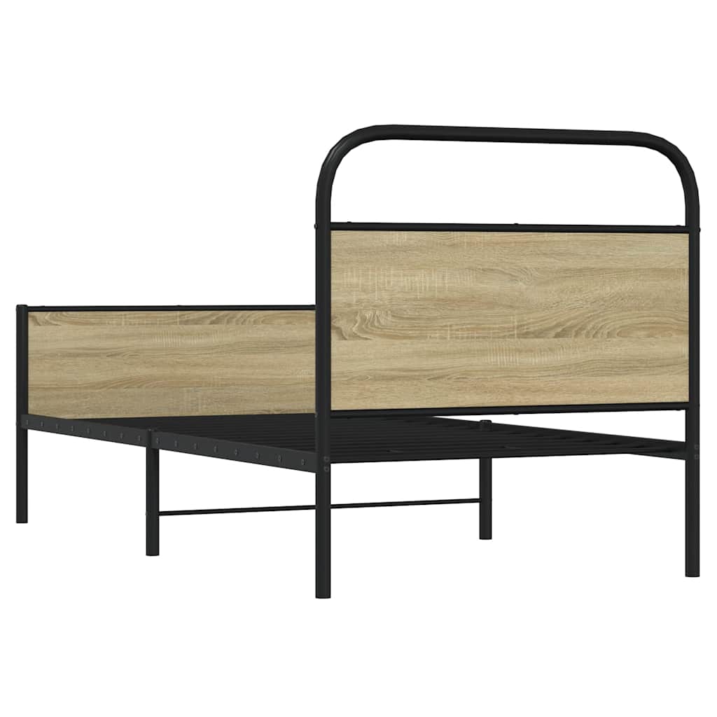 Bed Frame without Mattress 75x190 cm Sonoma Oak Engineered Wood