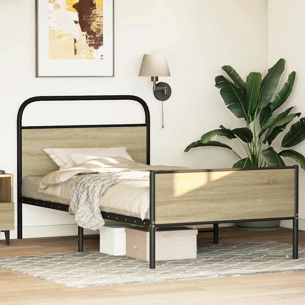 Bed Frame without Mattress 90x190 cm Sonoma Oak Engineered Wood