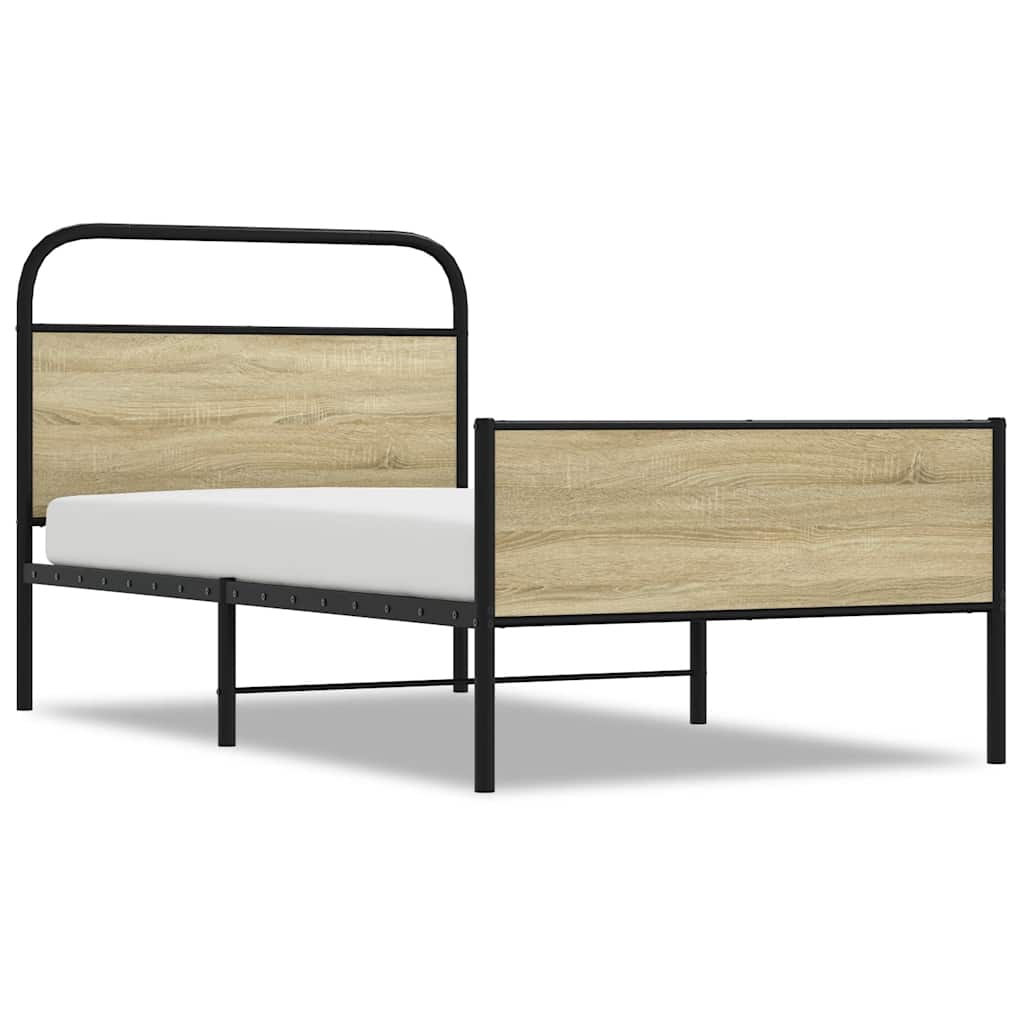 Bed Frame without Mattress 100x190 cm Sonoma Oak Engineered Wood