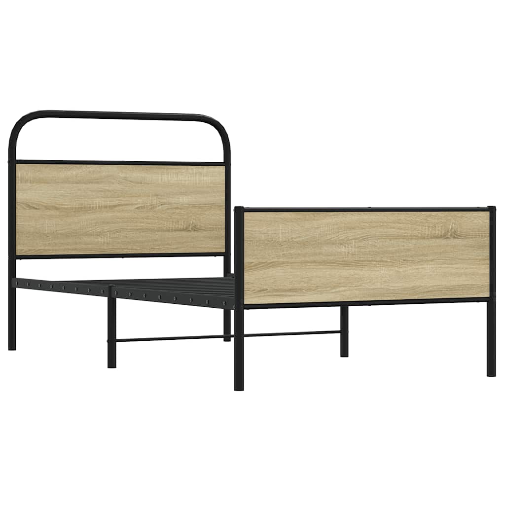 Bed Frame without Mattress 100x190 cm Sonoma Oak Engineered Wood