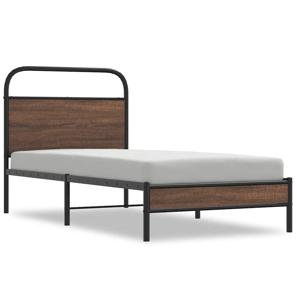 Bed Frame without Mattress 90x190 cm Brown Oak Engineered Wood