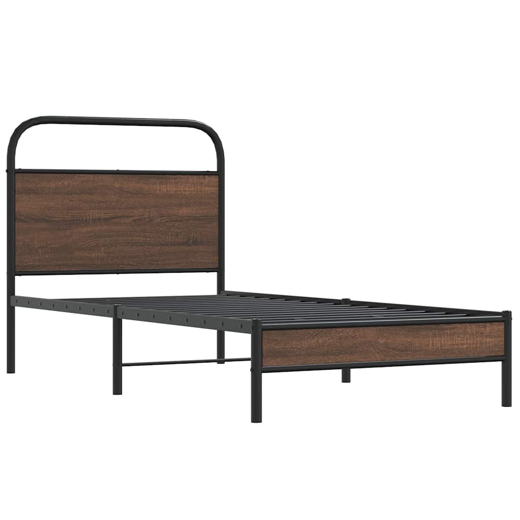 Bed Frame without Mattress 90x190 cm Brown Oak Engineered Wood