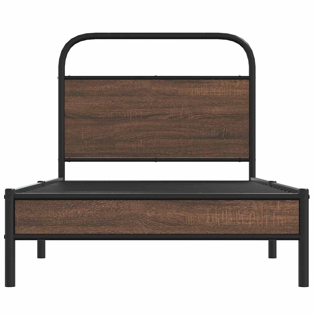 Bed Frame without Mattress 90x190 cm Brown Oak Engineered Wood