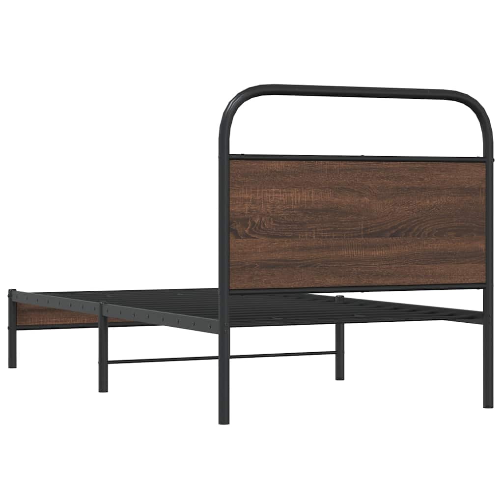 Bed Frame without Mattress 90x190 cm Brown Oak Engineered Wood