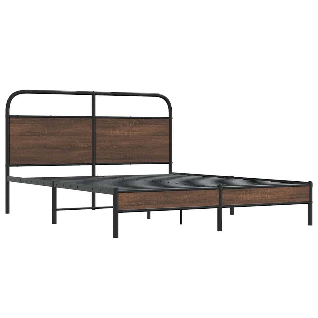 Bed Frame without Mattress 150x200 cm King Size Brown Oak Engineered Wood