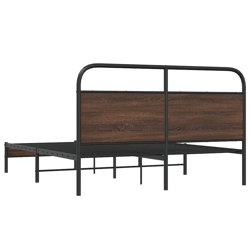 Bed Frame without Mattress 150x200 cm King Size Brown Oak Engineered Wood
