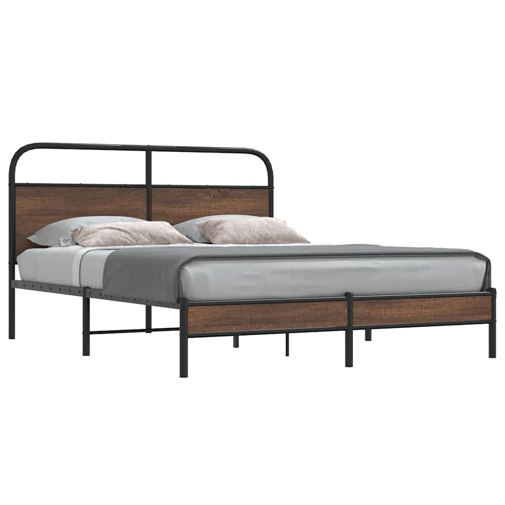 Bed Frame without Mattress 160x200 cm Brown Oak Engineered Wood