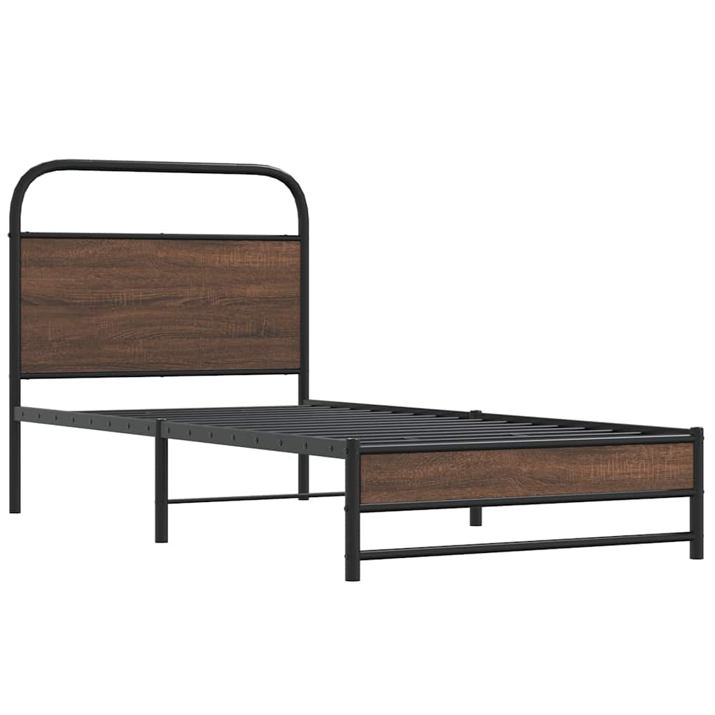 Bed Frame without Mattress 100x190 cm Brown Oak Engineered Wood