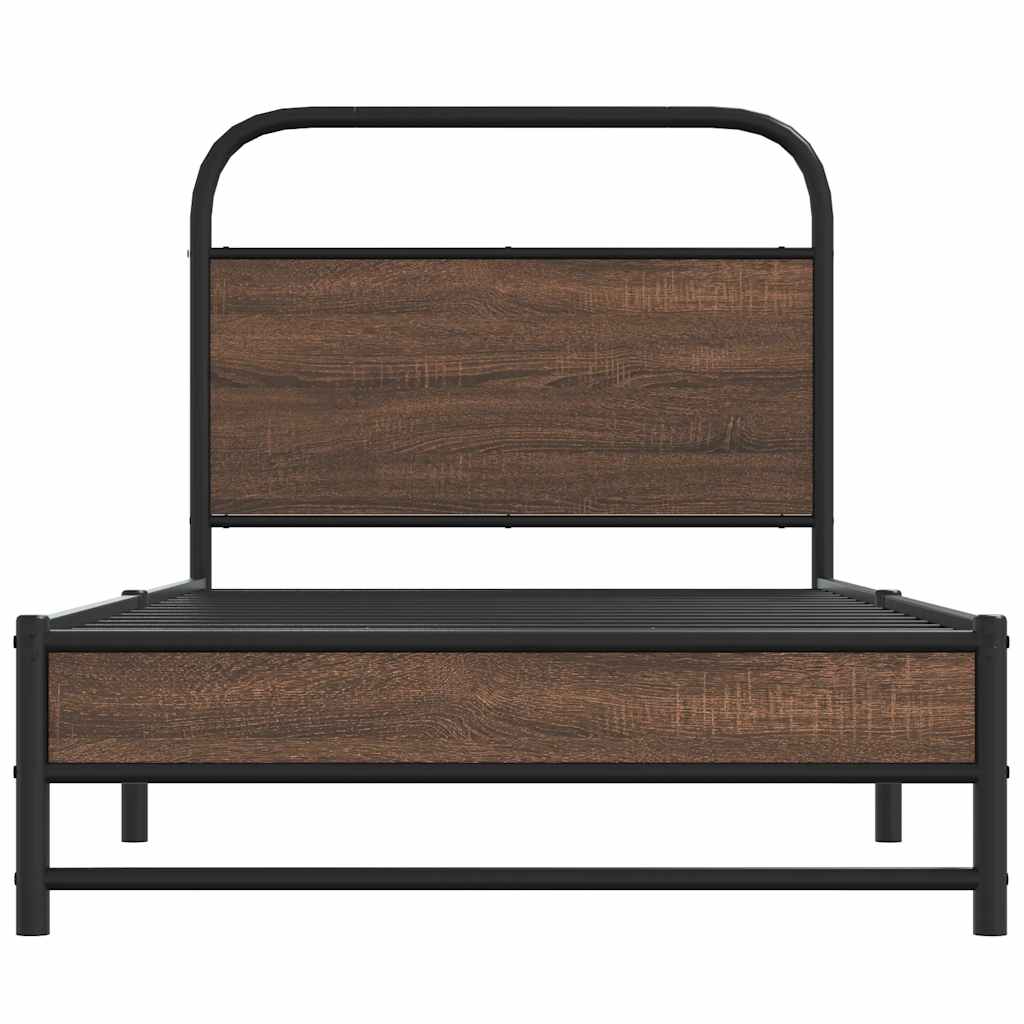 Bed Frame without Mattress 100x190 cm Brown Oak Engineered Wood