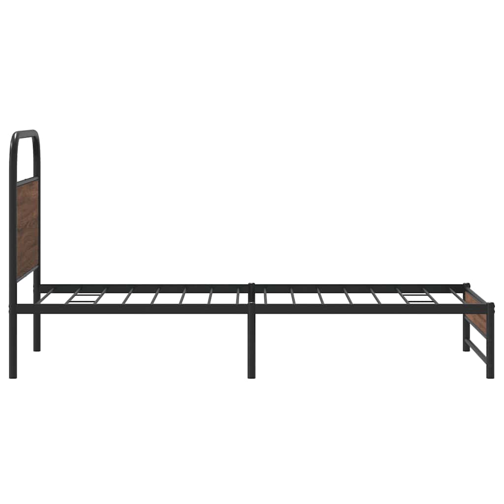 Bed Frame without Mattress 100x190 cm Brown Oak Engineered Wood