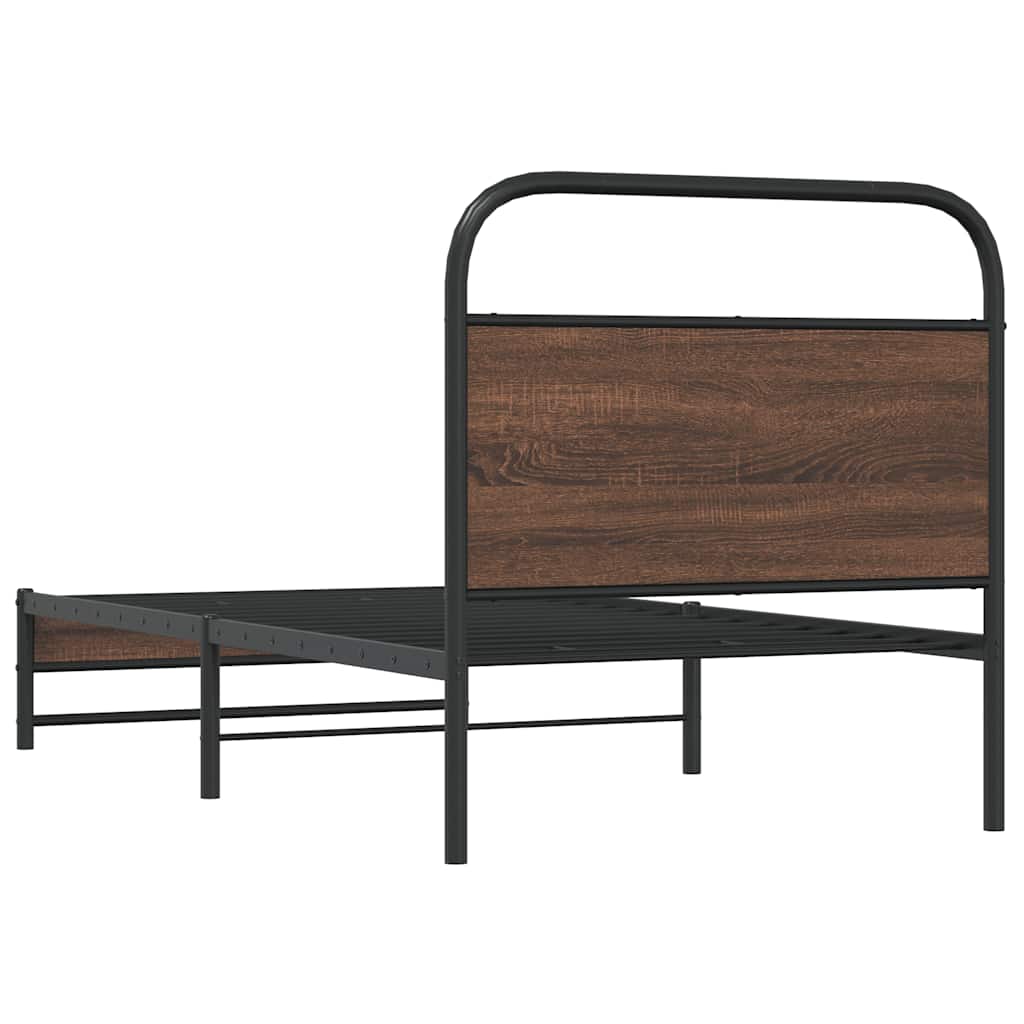 Bed Frame without Mattress 100x190 cm Brown Oak Engineered Wood