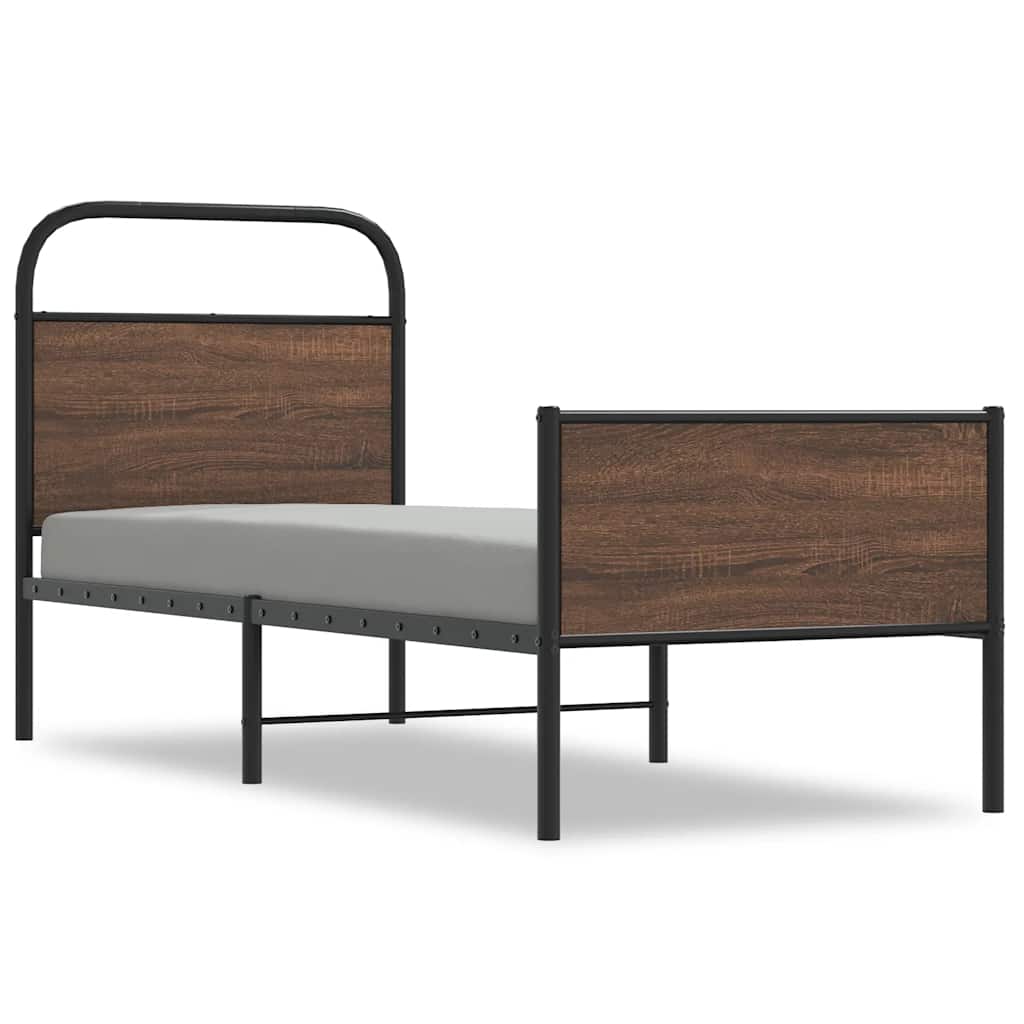 Bed Frame without Mattress 80x200 cm Brown Oak Engineered Wood