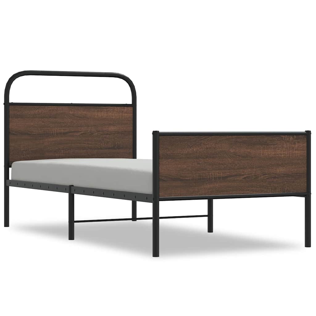 Bed Frame without Mattress 90x190 cm Brown Oak Engineered Wood