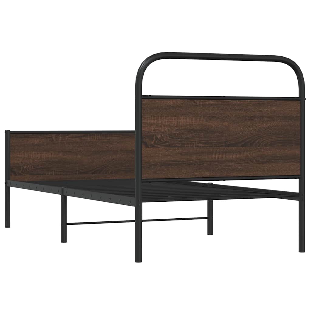 Bed Frame without Mattress 90x190 cm Brown Oak Engineered Wood