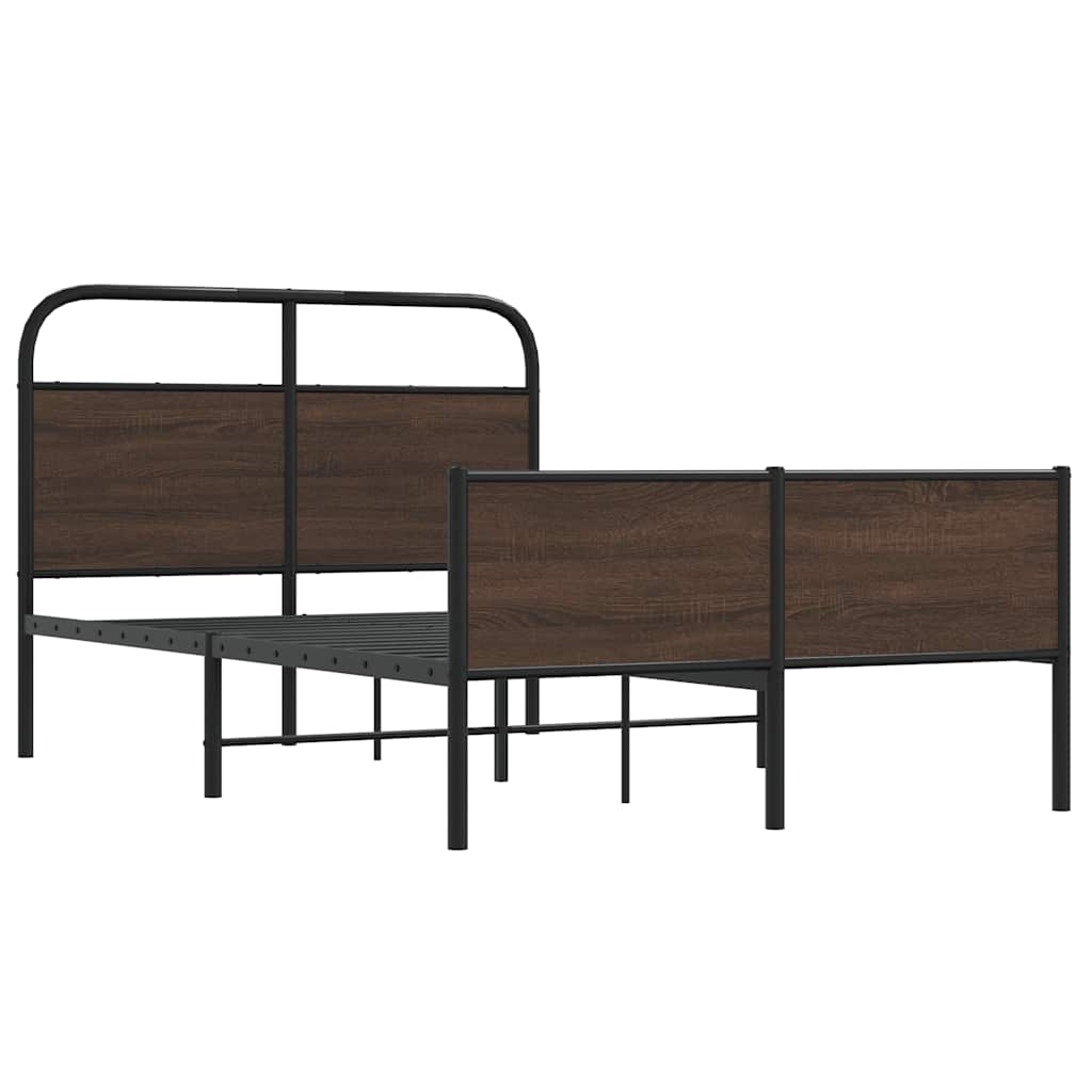 Bed Frame without Mattress 135x190 cm Brown Oak Engineered Wood