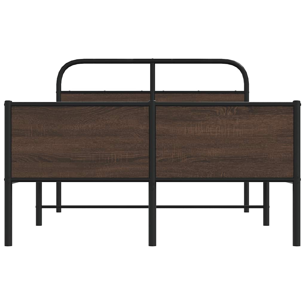 Bed Frame without Mattress 135x190 cm Brown Oak Engineered Wood