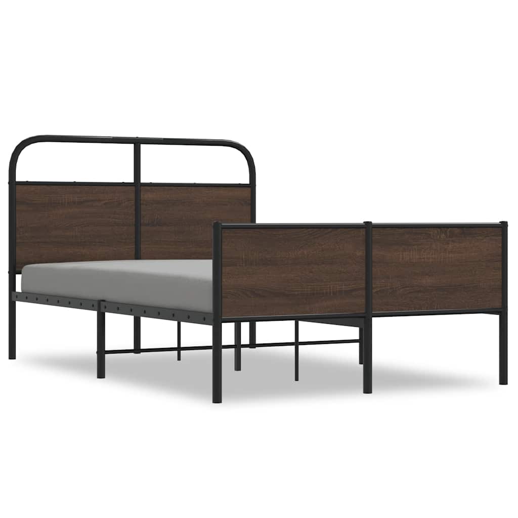 Bed Frame without Mattress 140x190 cm Brown Oak Engineered Wood