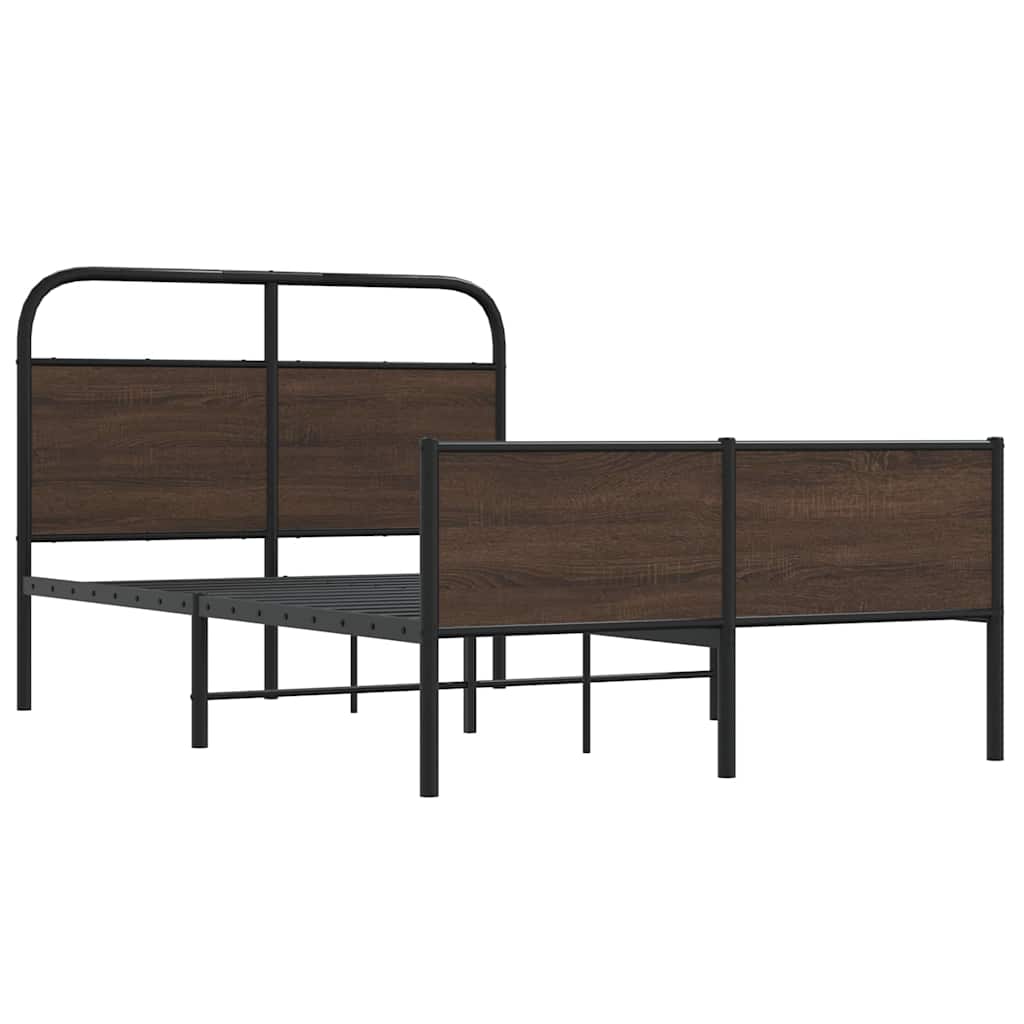 Bed Frame without Mattress 140x190 cm Brown Oak Engineered Wood