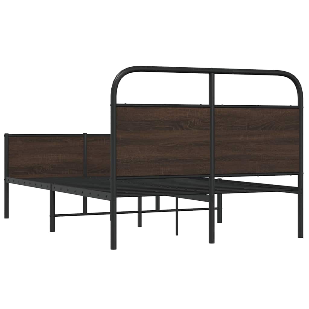 Bed Frame without Mattress 140x190 cm Brown Oak Engineered Wood