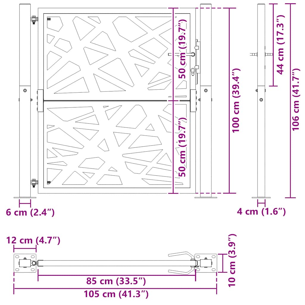 Garden Gate Black 105x106 cm Steel Light Design