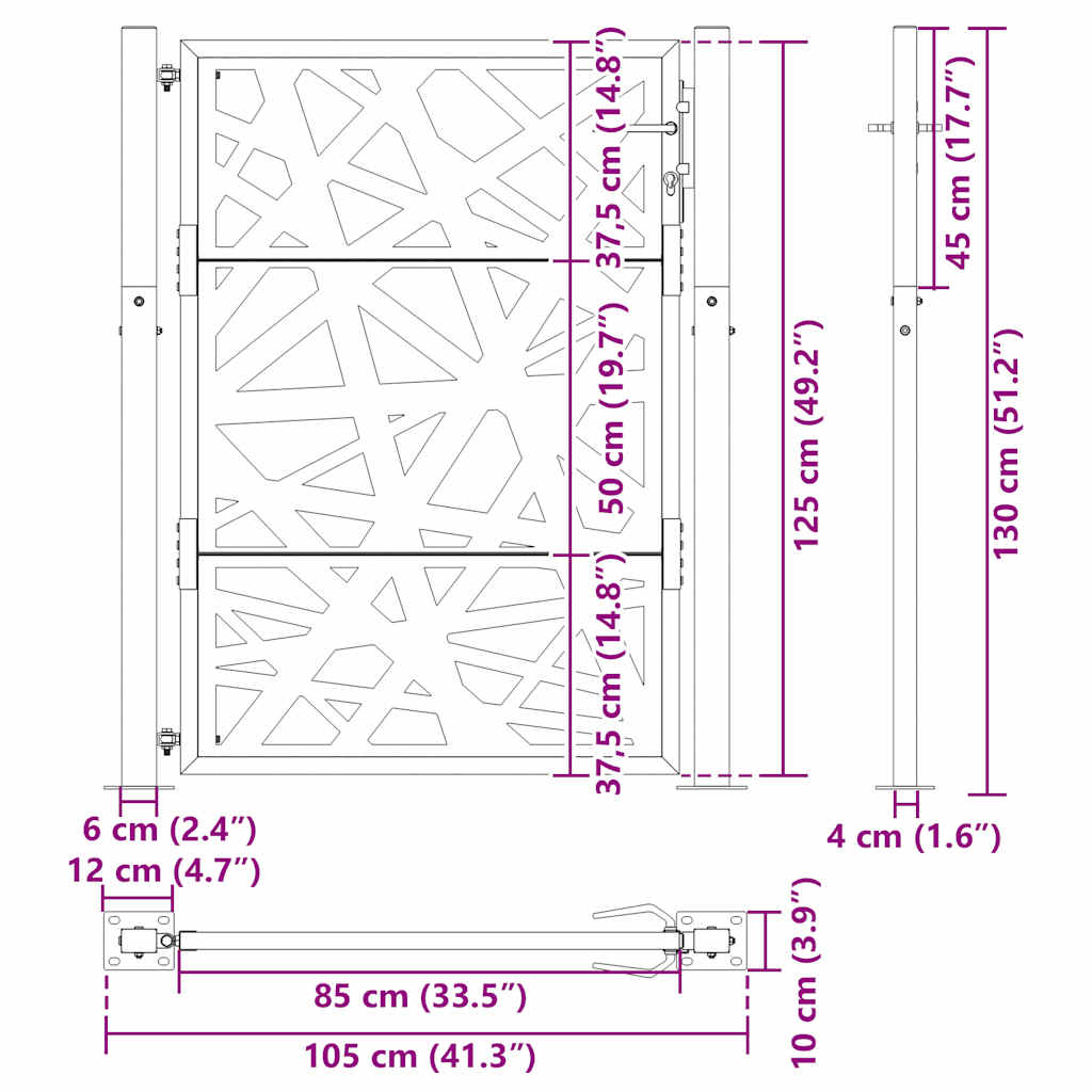 Garden Gate 105x130 cm Weathering Steel Light Design