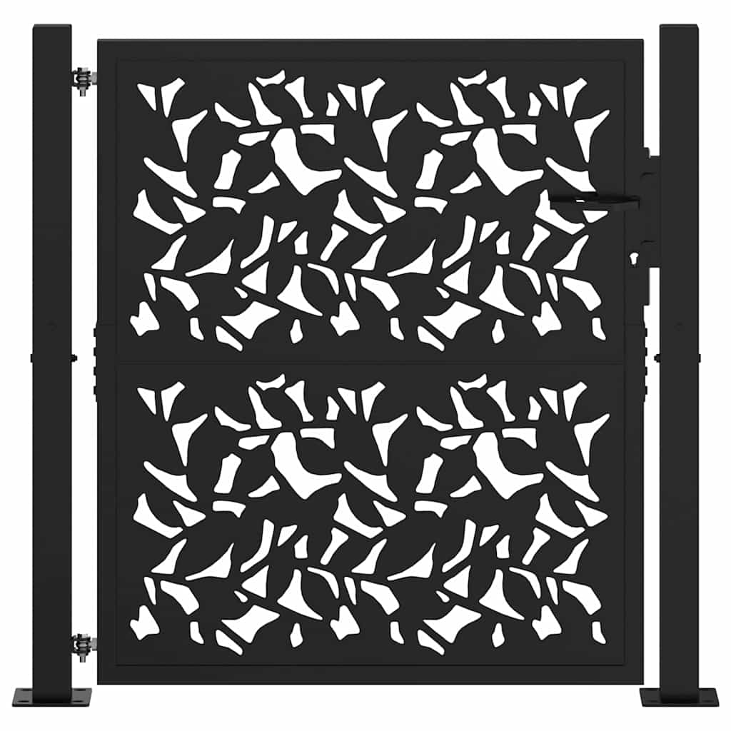 Garden Gate Black 105x106 cm Steel Leaf Design