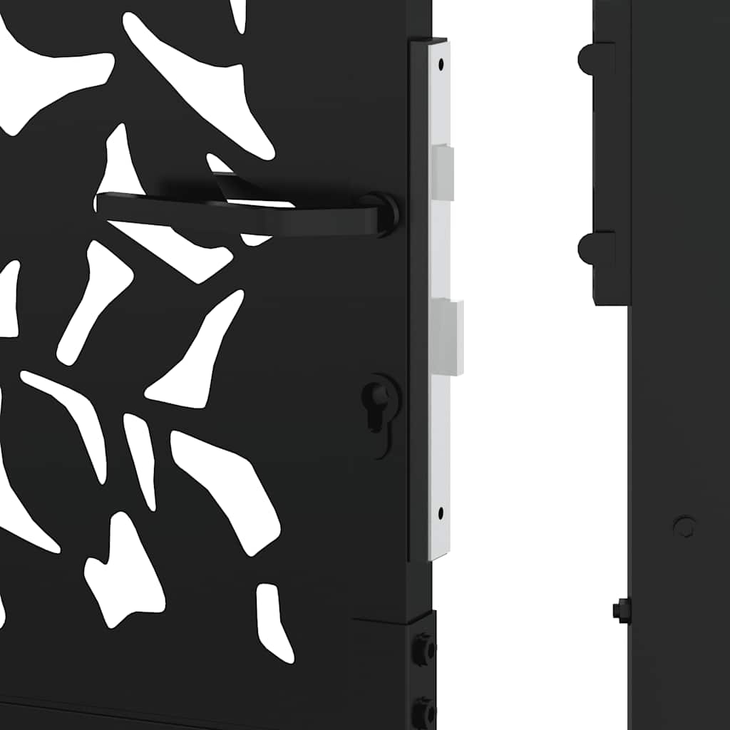 Garden Gate Black 105x180 cm Steel Leaf Design