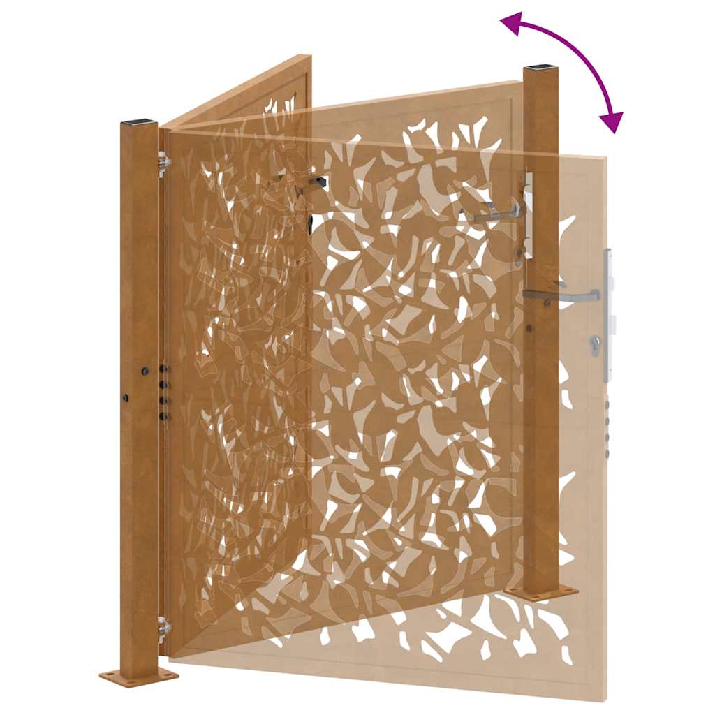 Garden Gate 105x105 cm Weathering Steel Leaf Design