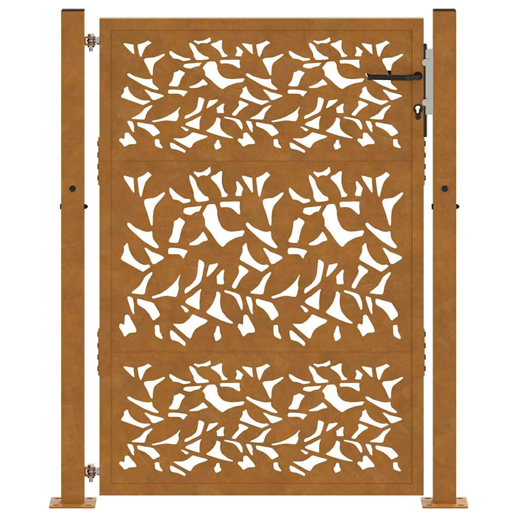 Garden Gate 105x130 cm Weathering Steel Leaf Design
