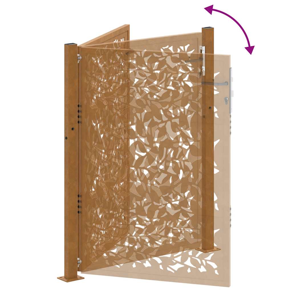 Garden Gate 105x130 cm Weathering Steel Leaf Design