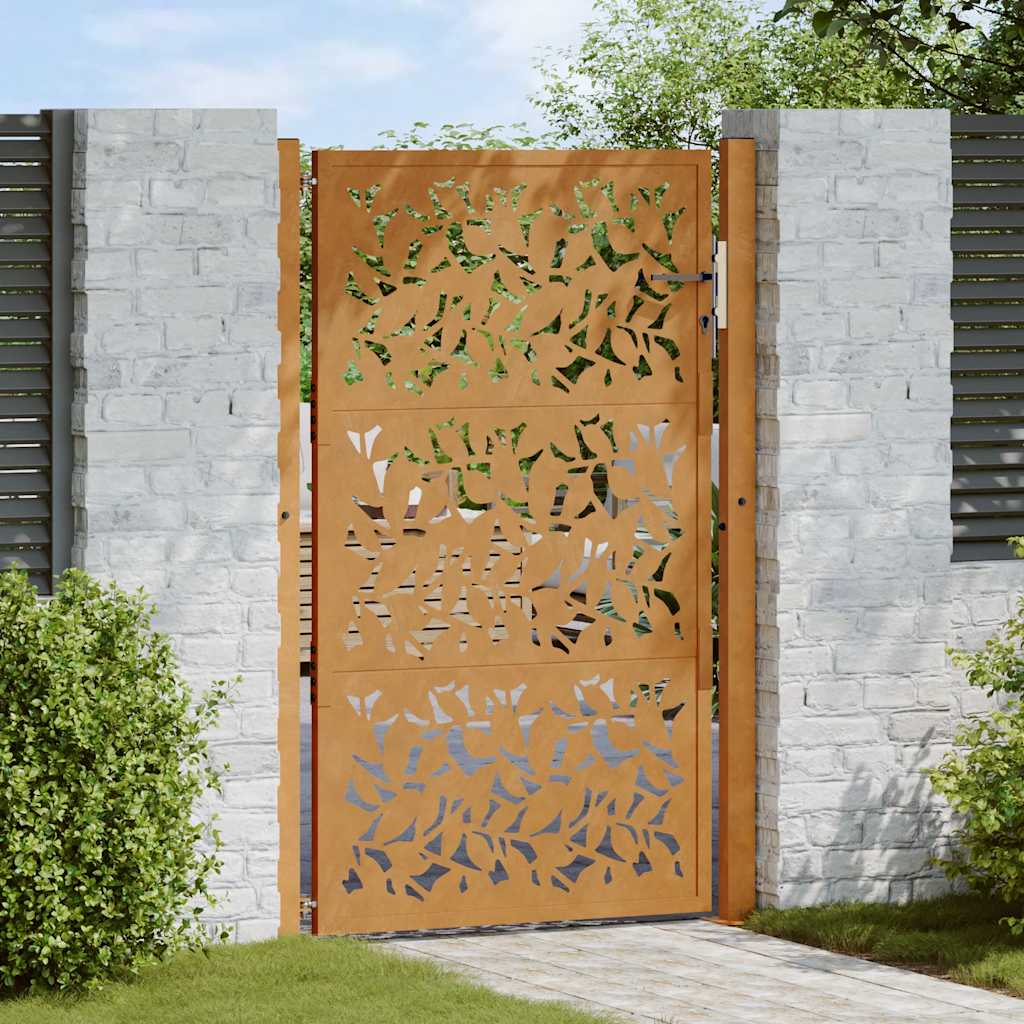 Garden Gate 105x155 cm Weathering Steel Leaf Design