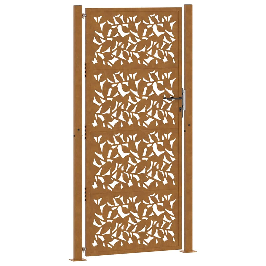 Garden Gate 105x205 cm Weathering Steel Leaf Design
