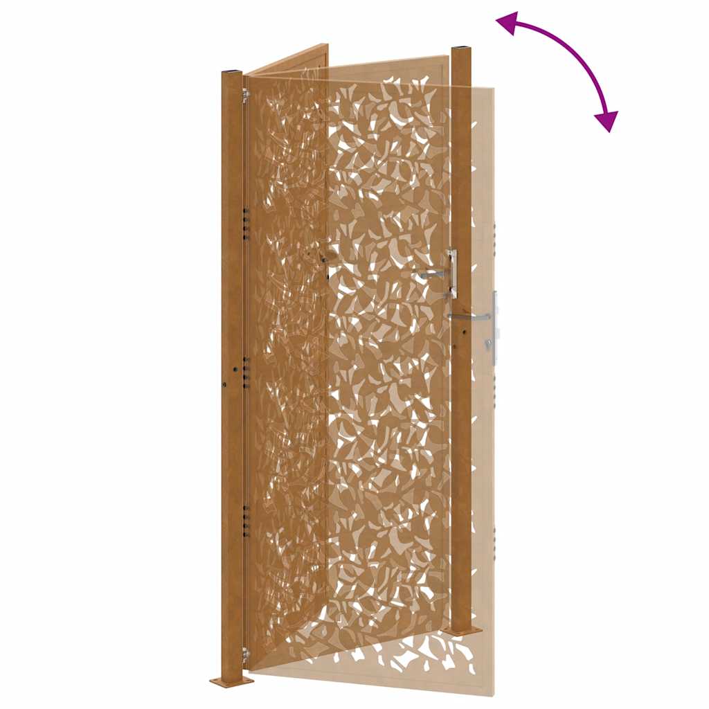 Garden Gate 105x205 cm Weathering Steel Leaf Design
