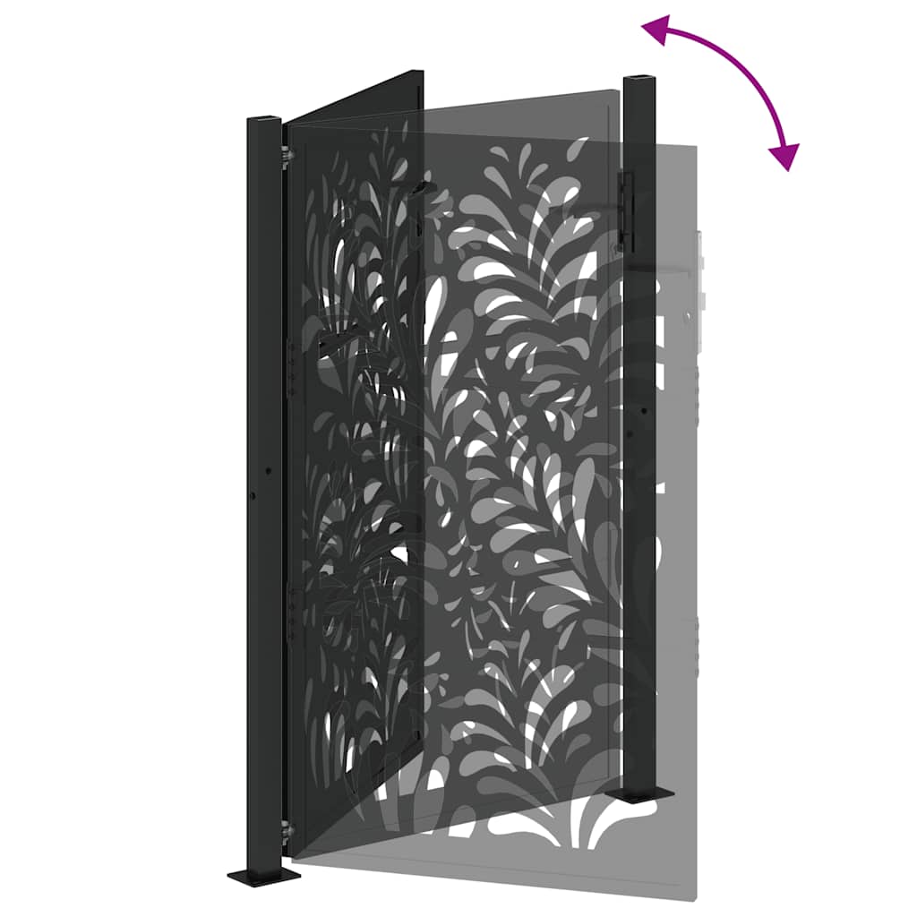 Garden Gate Black 105x155 cm Steel Wave Design