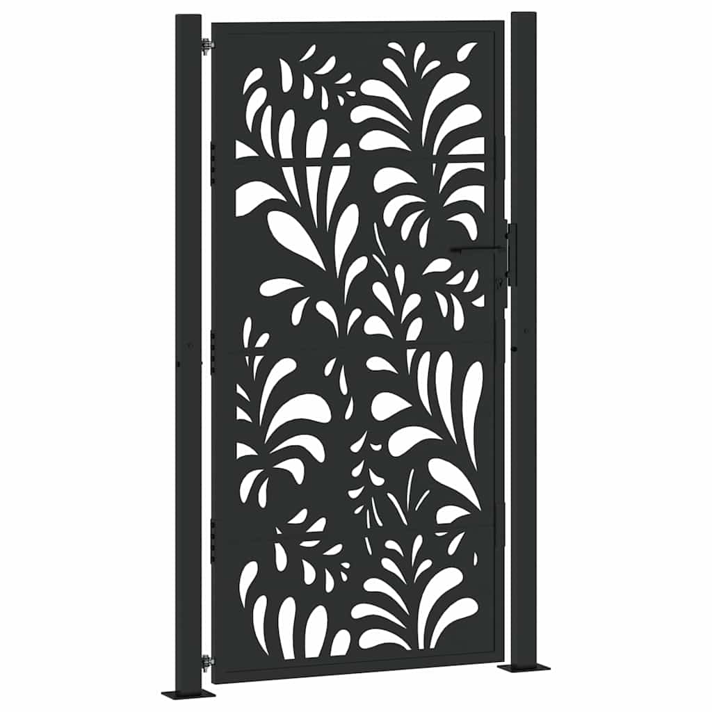Garden Gate Black 105x180 cm Steel Wave Design