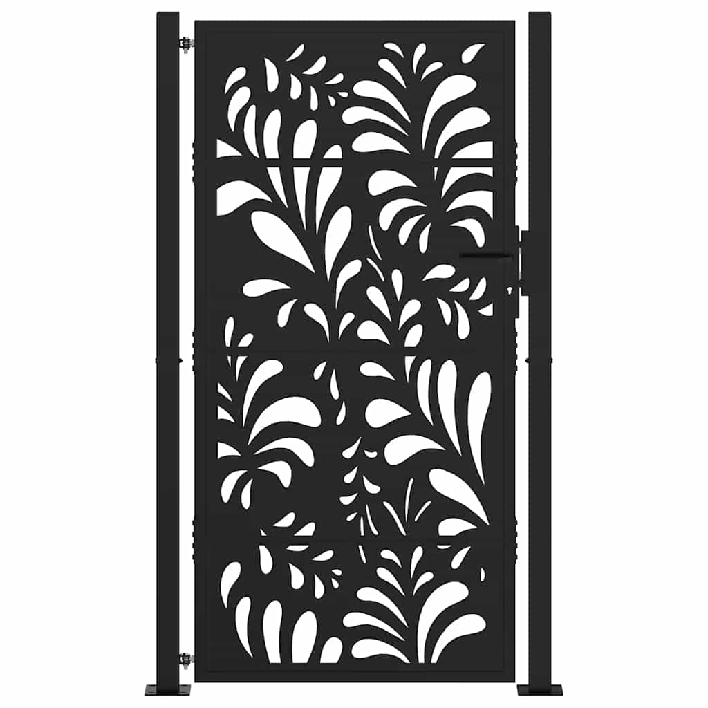 Garden Gate Black 105x180 cm Steel Wave Design