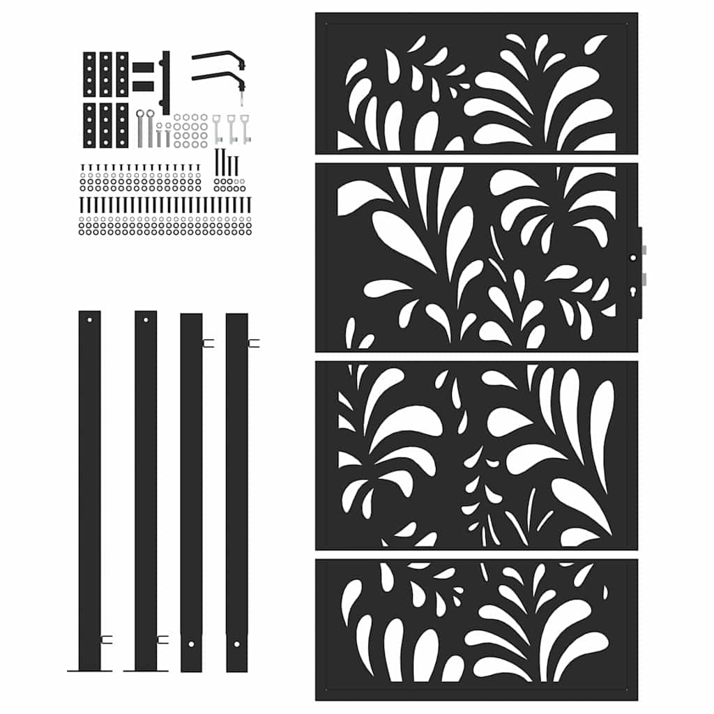 Garden Gate Black 105x180 cm Steel Wave Design
