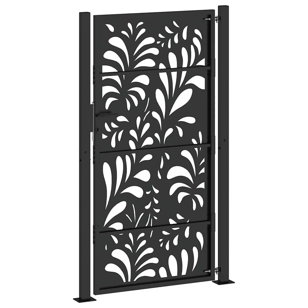 Garden Gate Black 105x180 cm Steel Wave Design