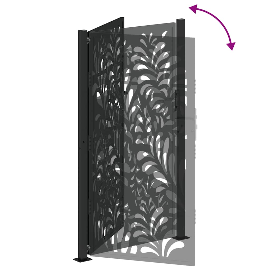 Garden Gate Black 105x180 cm Steel Wave Design