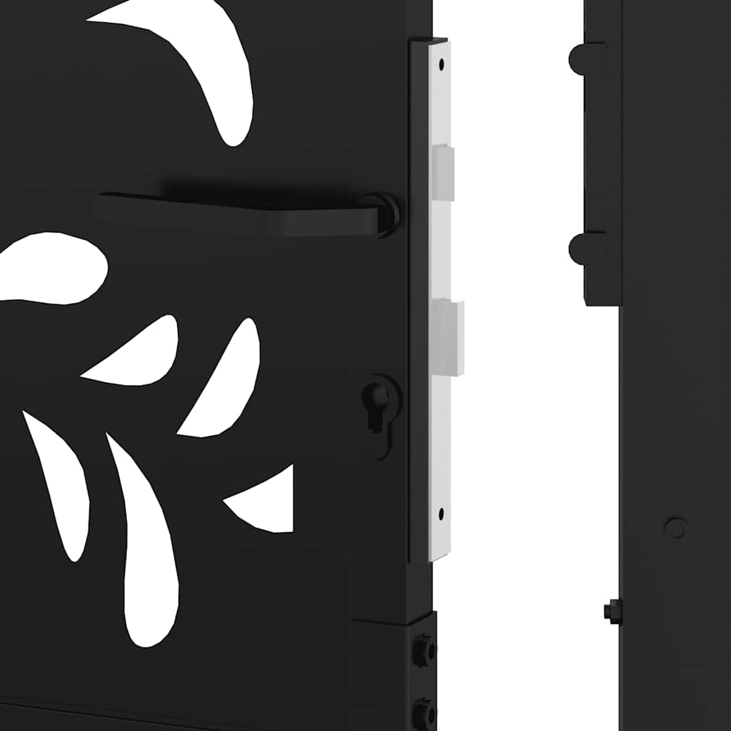 Garden Gate Black 105x180 cm Steel Wave Design