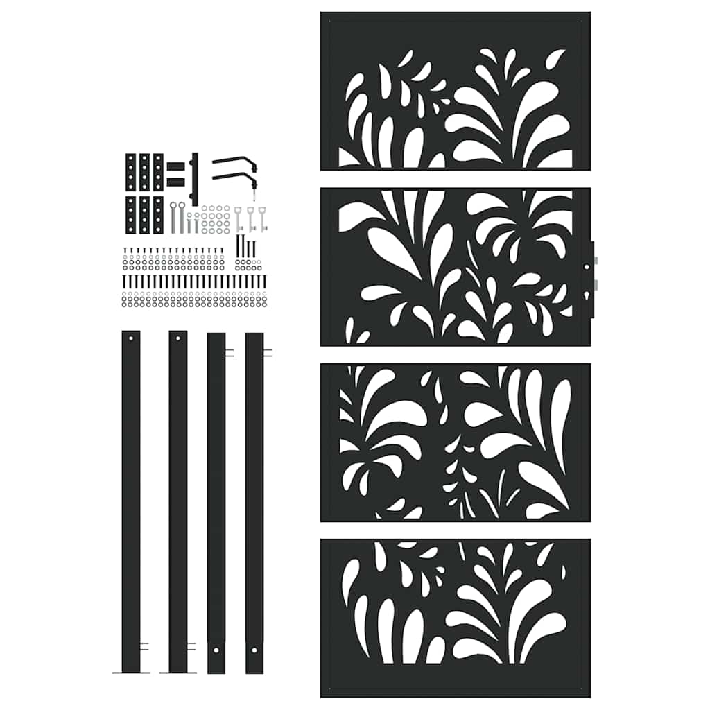 Garden Gate Black 105x205 cm Steel Wave Design