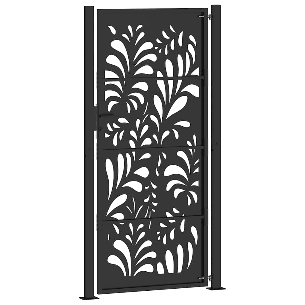 Garden Gate Black 105x205 cm Steel Wave Design